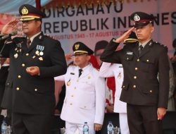 Kapolres Pidie Jaya Irup Penurunan Bendera Merah Putih HUT Kemerdekaan RI ke-78