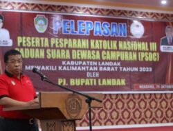 Heri Saman Hadir Beri Dukungan Pelepasan Kontingen Pesparani Kabupaten Landak