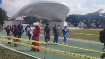 Baru diresmikan, trek lari Lapangan Merdeka Medan sudah rusak
