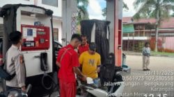 Patroli di SPBU, Personel Polsek Mempawah Hulu Titipkan Pesan Kamtibmas